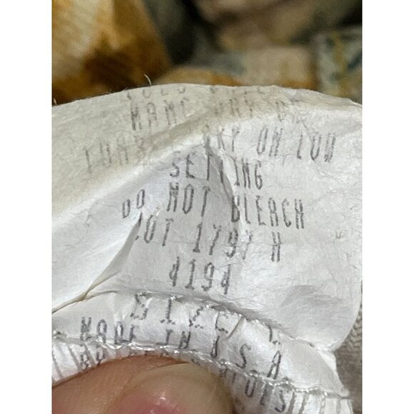 Retro Floral Crop Denim Jacket L Tan Tropical Preppy Chic Cottagecore 80s Artsy - Picture 10 of 11